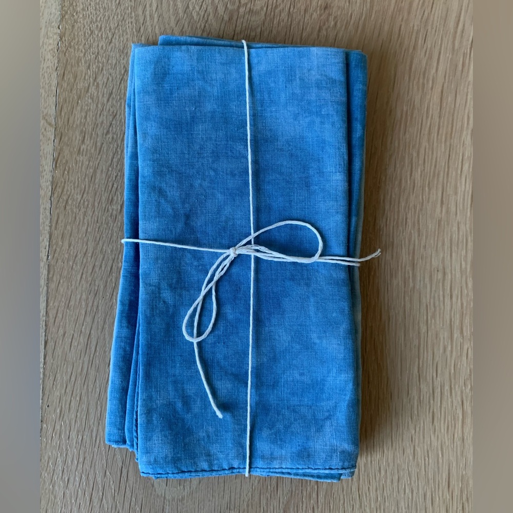 Vintage - hand dyed indigo napkin set of 6.